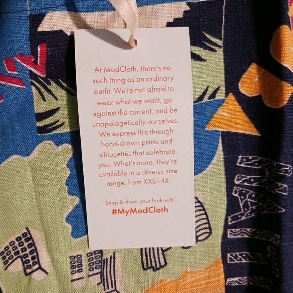 NEW ModCloth Delightful Demeanor Short Sleeve Linen Blend Blouse Size XXS Navy V - Picture 11 of 16